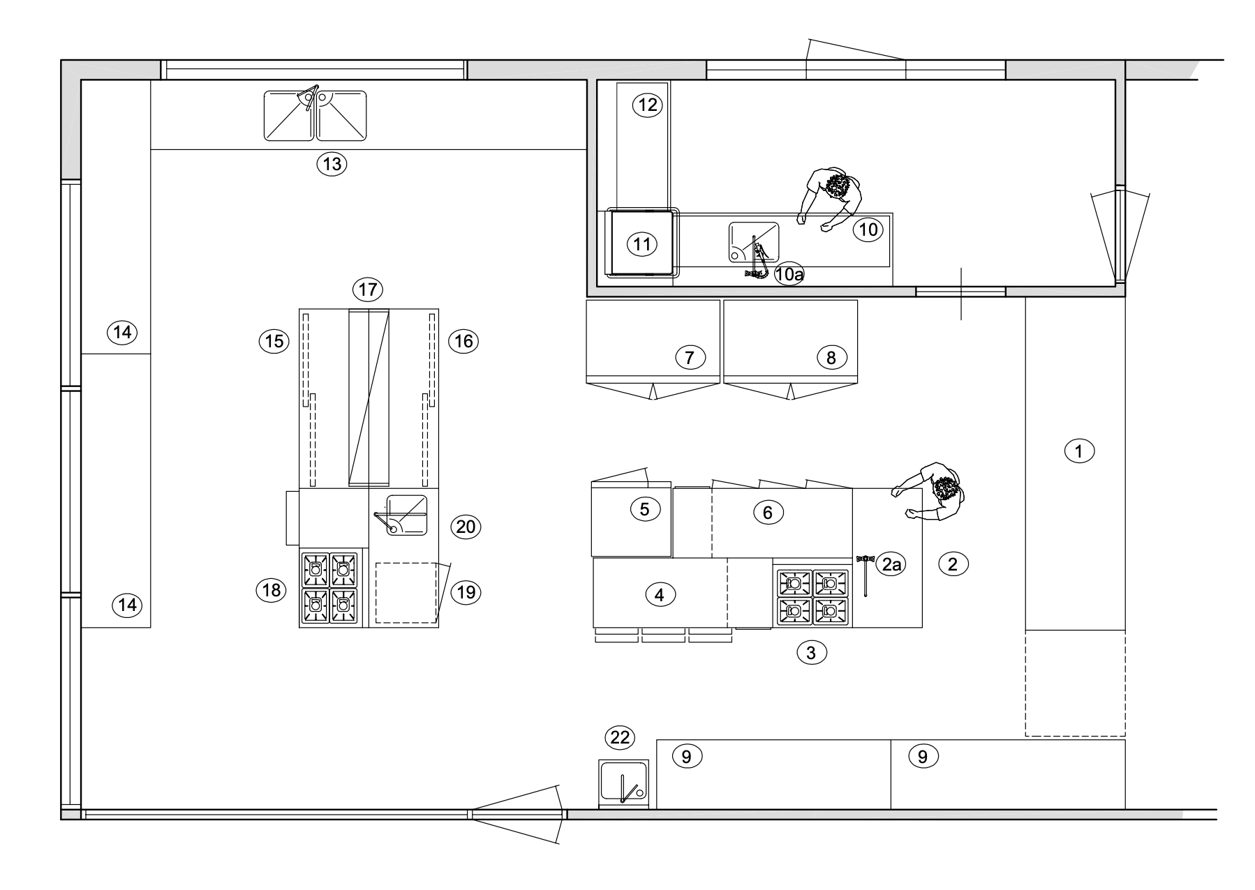 Opstellingstekening grootkeuken